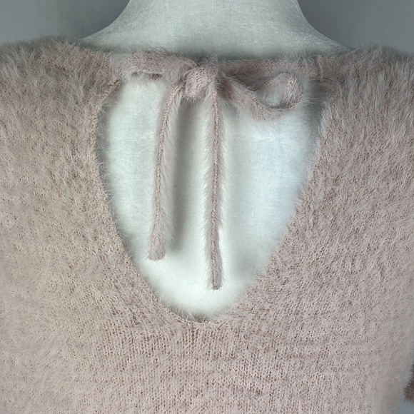 LOFT Petites Pink Fuzzy Romantic Balletcore Short Sleeve Sweater Womens Size SP - Picture 5 of 7